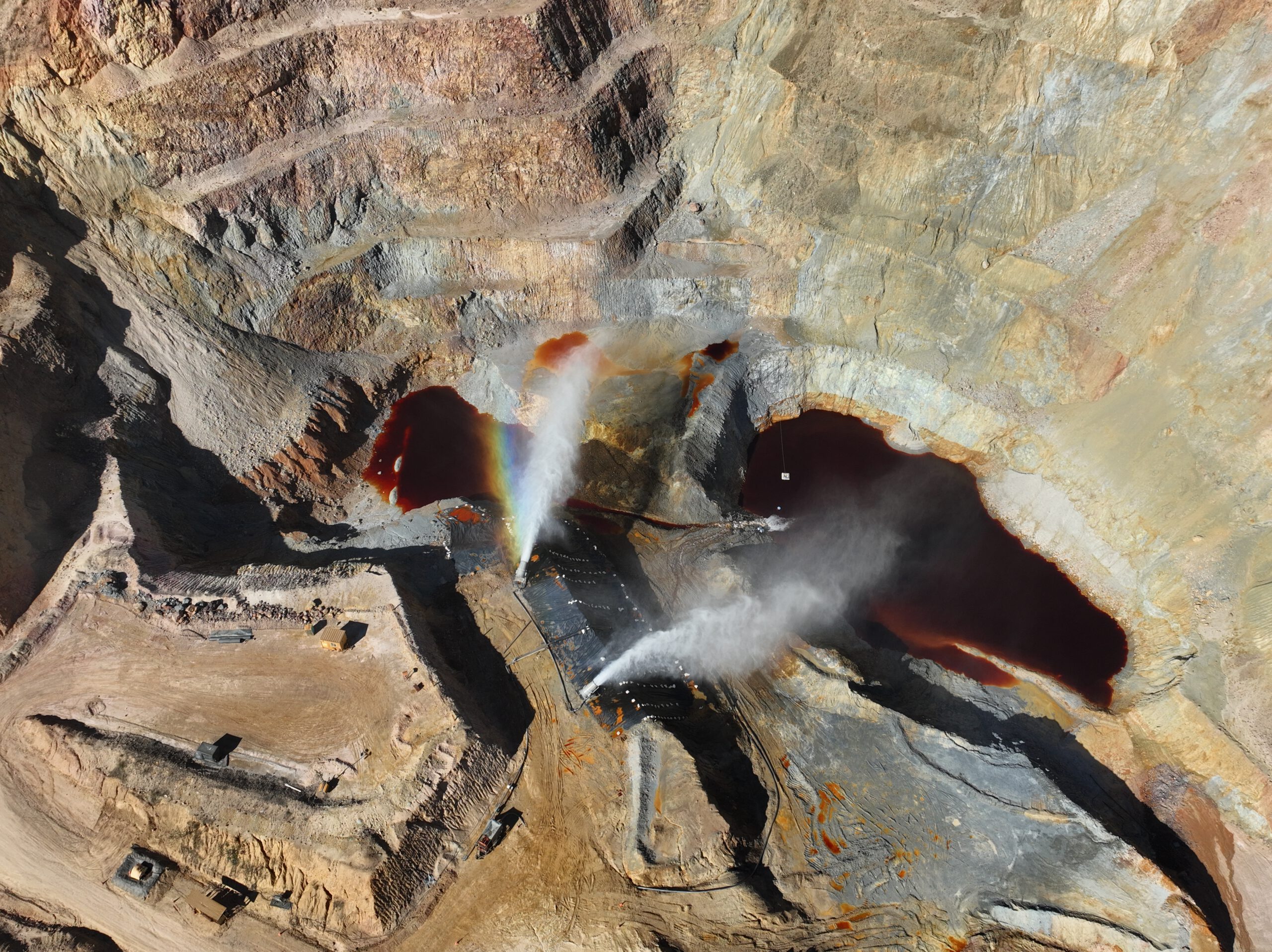 Evaporation of acid water at Cerro Pelon Phase 2 prior to start of reclamation.  