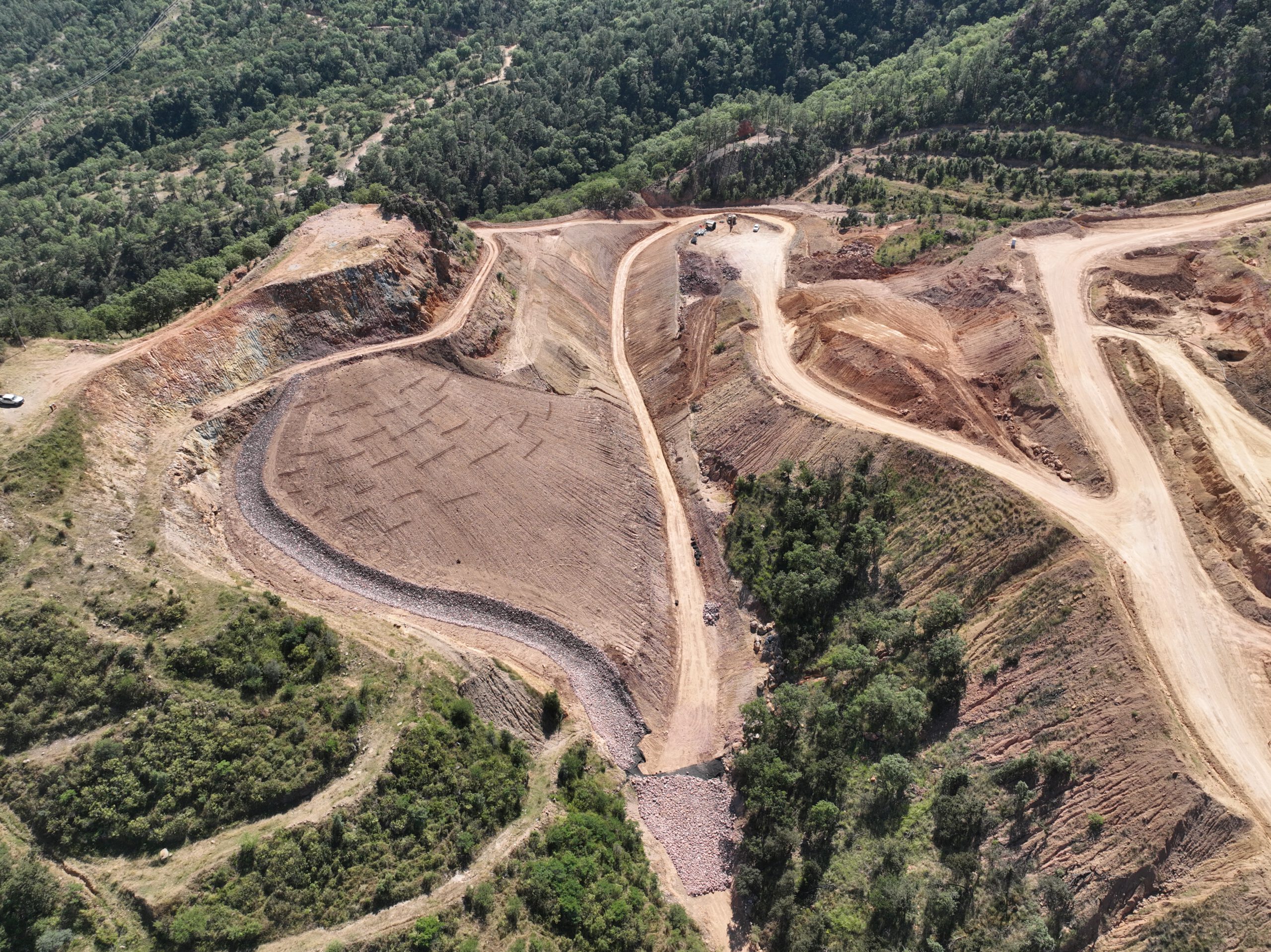 Construction of drainage channels in Cerro Pelon Phase 3.